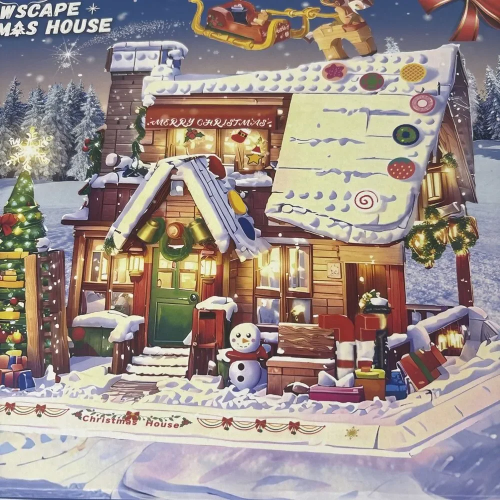 Insoon Snowscape Christmas House Building Bricks 1834 pcs Open Box MOSTLY SEALED